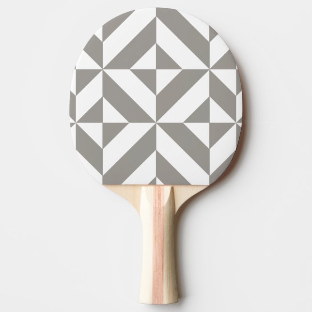 Silver Gray Geometric Deco Cube Pattern Ping Pong Paddle (Front)