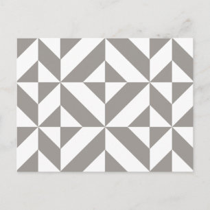 Silver Gray Geometric Deco Cube Pattern Postcard