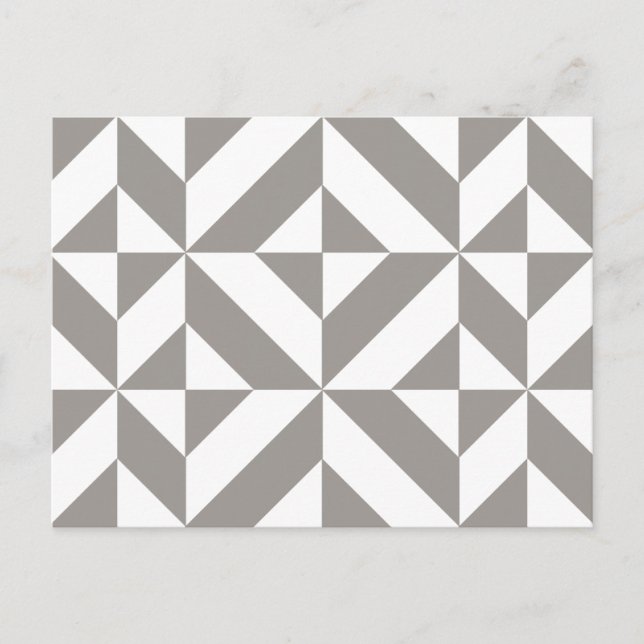 Silver Gray Geometric Deco Cube Pattern Postcard (Front)