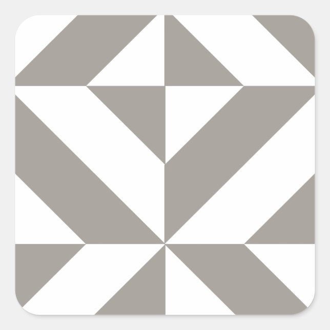Silver Gray Geometric Deco Cube Pattern Square Sticker (Front)