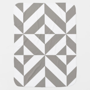 Silver Gray Geometric Deco Cube Pattern Stroller Blanket