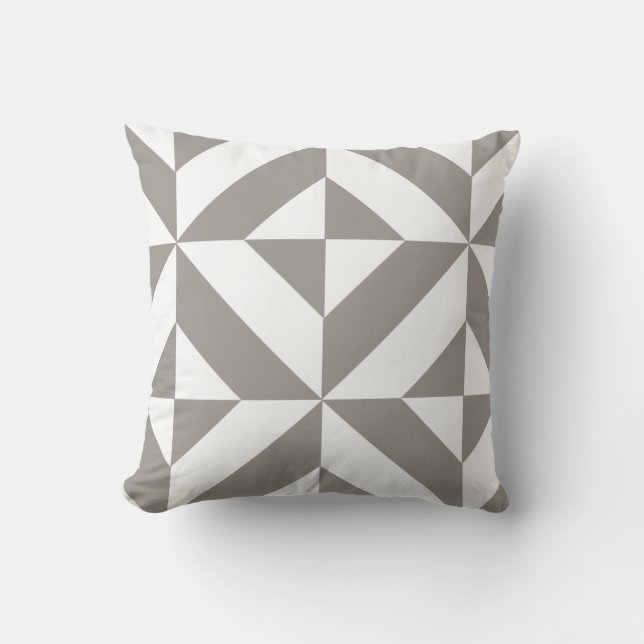 Silver Gray Geometric Deco Cube Pattern Throw Pillow (Front)