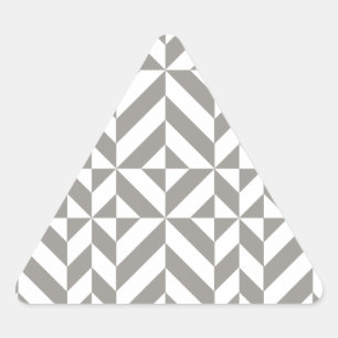 Silver Gray Geometric Deco Cube Pattern Triangle Sticker