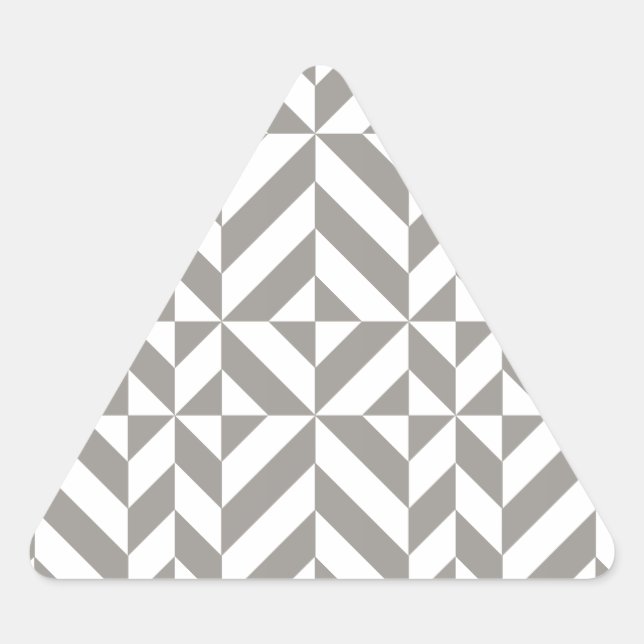Silver Gray Geometric Deco Cube Pattern Triangle Sticker (Front)