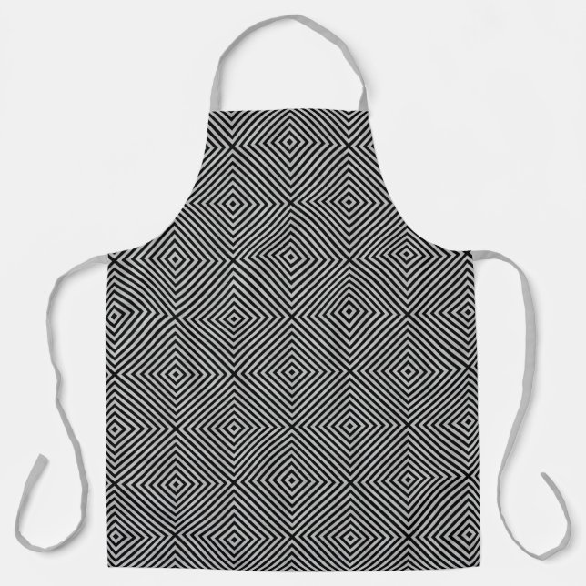 Silver Gray Geometric Design on Any Color Apron (Front)