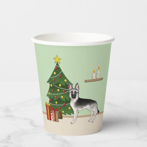 Silver Gray German Shepherd Festive Christmas Tree Paper Cups