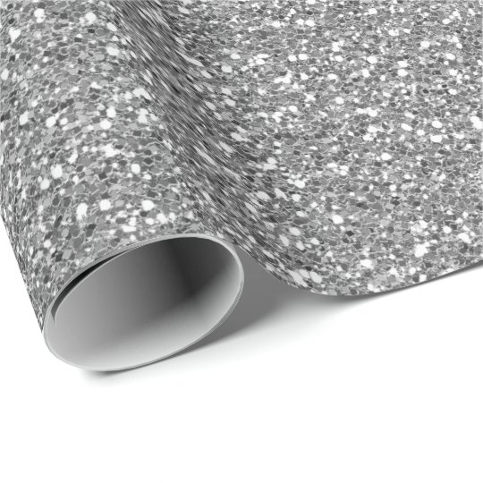 Silver Gray Glam Glitter Sparkly Minimal Delicate Wrapping Paper