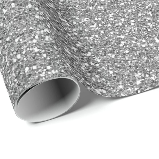 Silver Gray Glam Glitter Sparkly Minimal Delicate Wrapping Paper (Roll Corner)