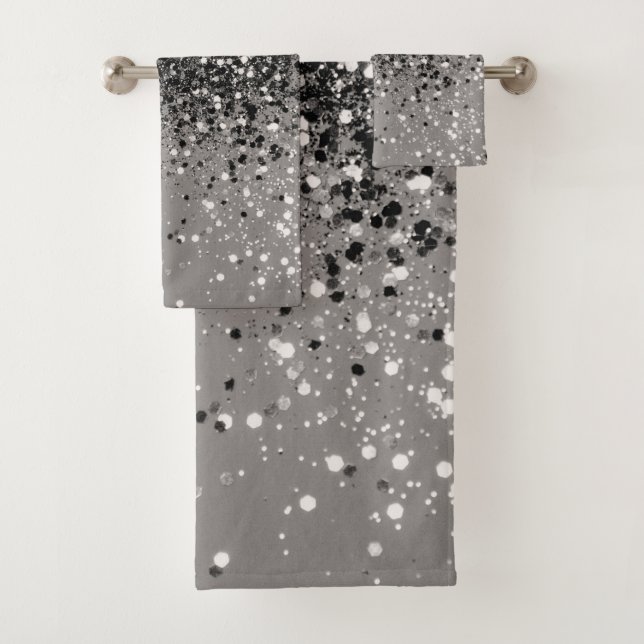 Silver Gray Glitter #1 #shiny Bath Towel Set (Insitu)