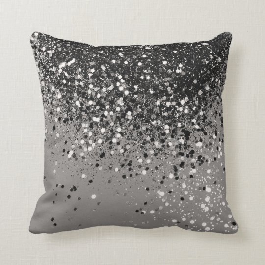Silver Gray Glitter 1 shiny Throw Pillow