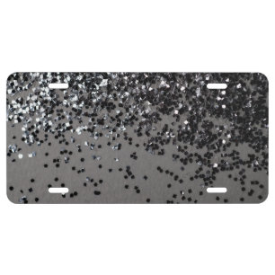 Silver Gray Glitter #4 (Faux Glitter) #shiny #art License Plate