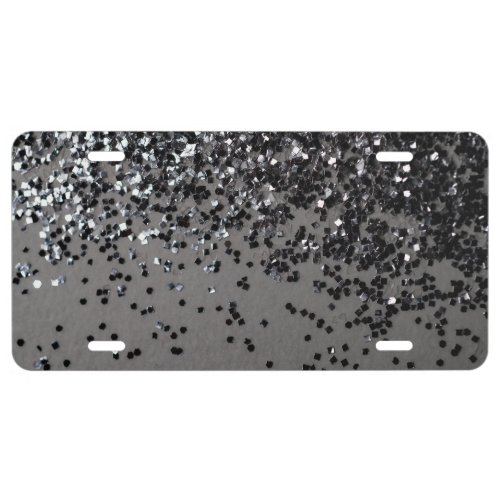 Silver Gray Glitter 4 Faux Glitter shiny art License Plate