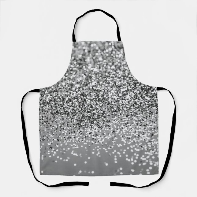 Silver Gray Glitter #5 (Faux Glitter) #shiny #art Apron (Front)