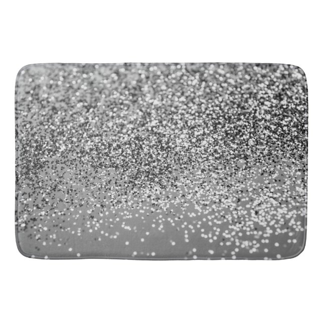 Silver Gray Glitter #5 (Faux Glitter) #shiny #art  Bath Mat (Front)