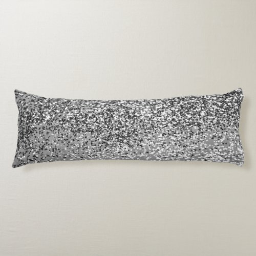 Silver Gray Glitter 5 Faux Glitter shiny art  Body Pillow