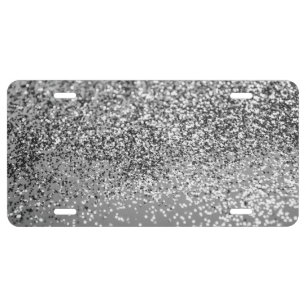 Silver Gray Glitter #5 (Faux Glitter) #shiny #art License Plate