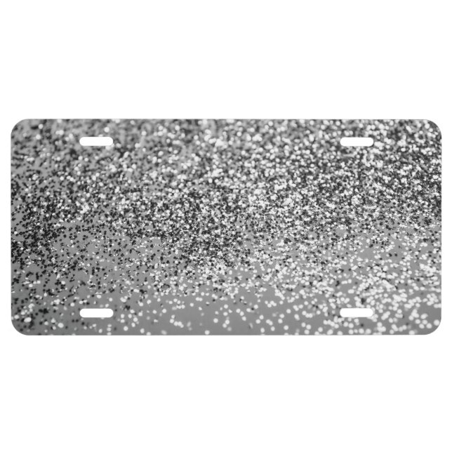 Silver Gray Glitter #5 (Faux Glitter) #shiny #art  License Plate (Front)