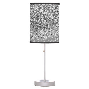 Silver Gray Glitter #5 (Faux Glitter) #shiny #art  Table Lamp