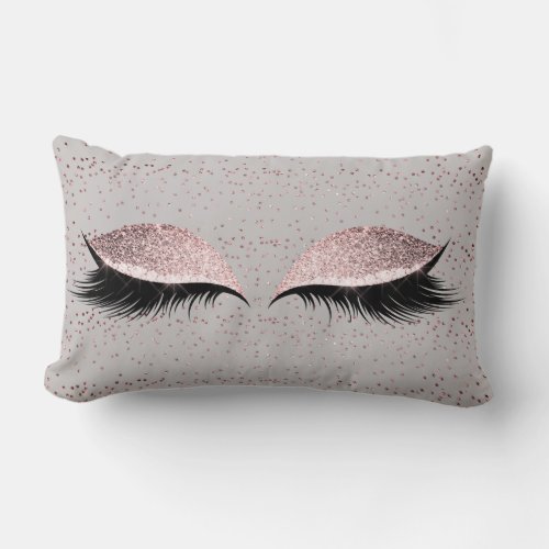 Silver Gray Glitter Black Foxier Blush Makeup Lumbar Pillow
