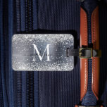 Silver Gray Glitter Brushed Metal Monogram Script Luggage Tag<br><div class="desc">Glam Silver Gray Glitter Sparkle Brushed Metal Girly Script Monogram Luggage Tag</div>