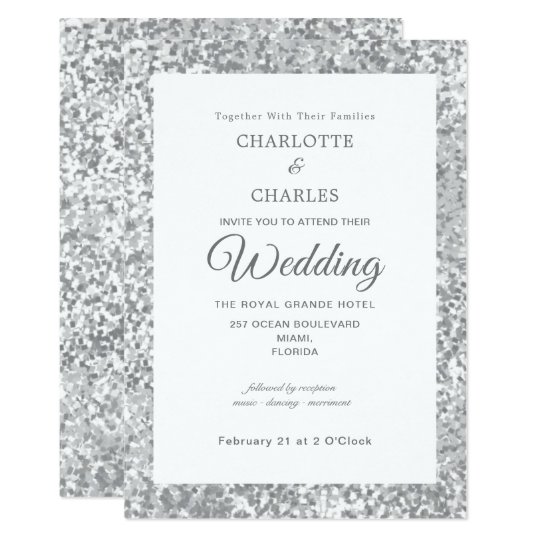 Silver Gray Glitter Elegant Chic Wedding Invitation | Zazzle.com