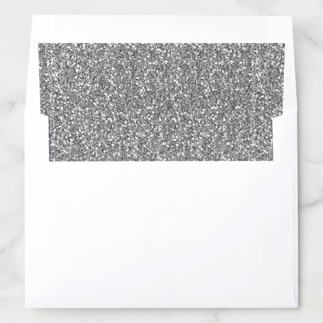 Silver Gray Glitter Envelope Liner for Invitations (In Envelope)