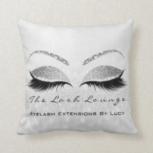 Silver Gray Glitter Eyes Makeup Lash Beauty Glam Throw Pillow