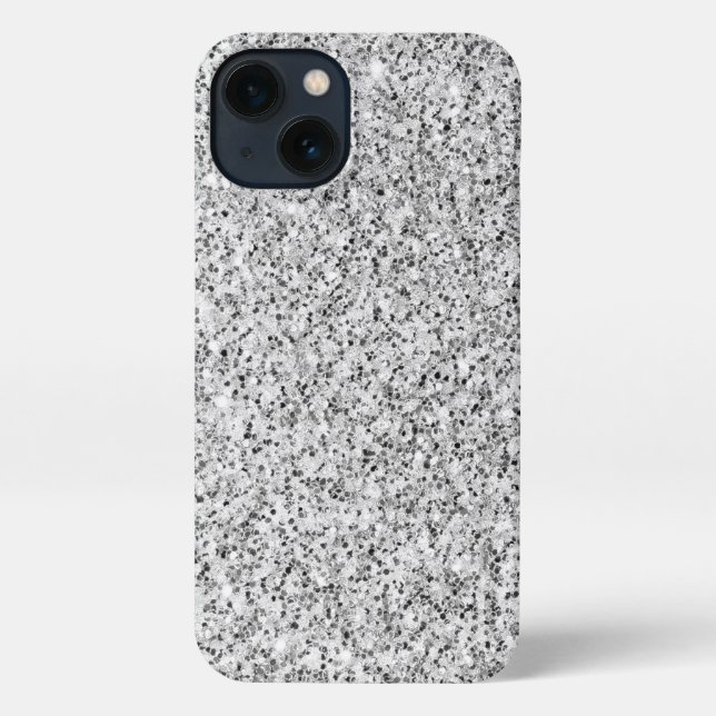 Silver gray glitter faux sparkles iPhone case (Back)