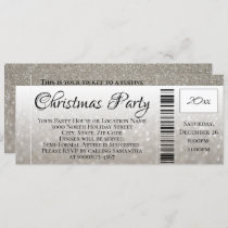 Silver Gray Glitter Holiday Christmas Party Ticket Invitation