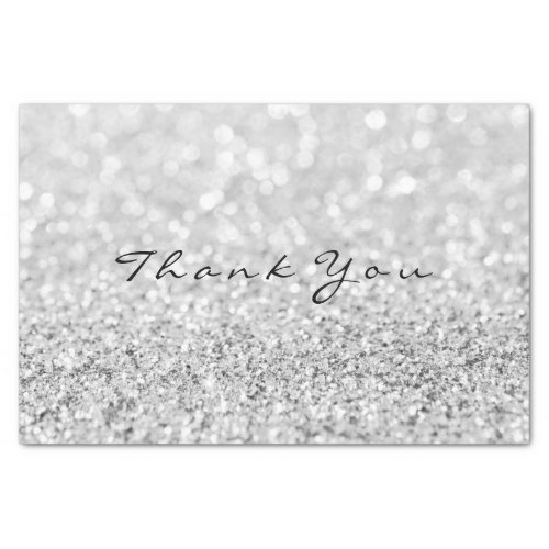 Silver Gray Glitter Metallic Thank You Name Tissue Paper