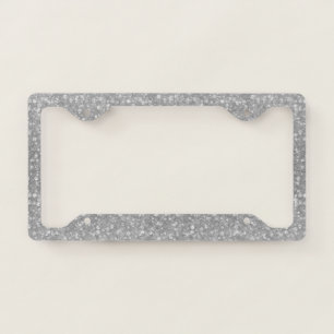 Silver Gray Glitter & Sparkles Texture Print License Plate Frame