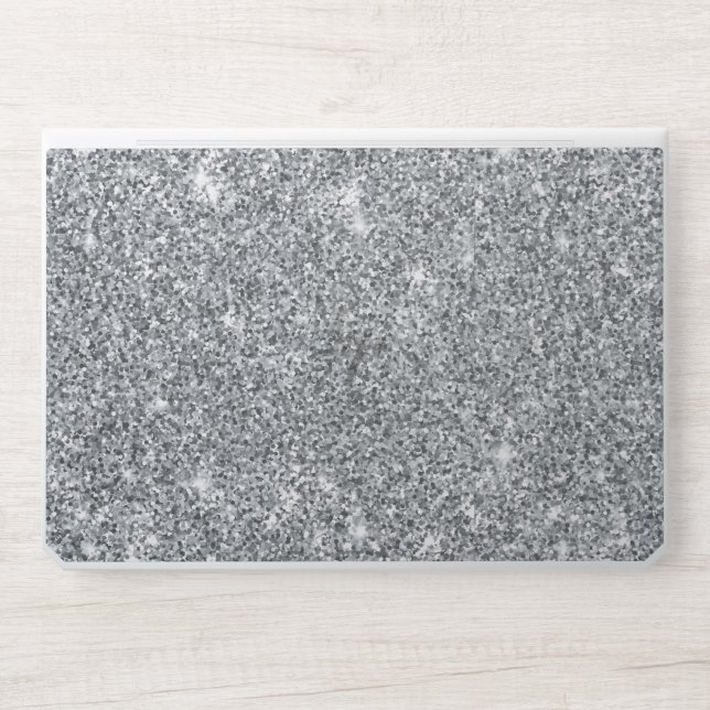 Silver Gray Glitter Textured HP Laptop Skin (Front)