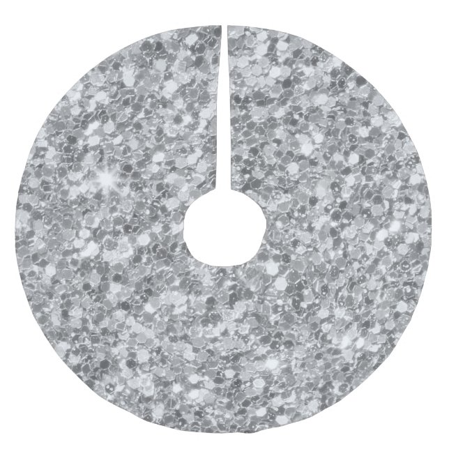 Silver Gray Glitter Tree Skirt (Front)