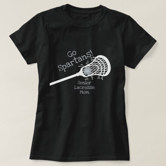 Silver Gray Go Team Lacrosse Mom T-Shirt (Design Front)