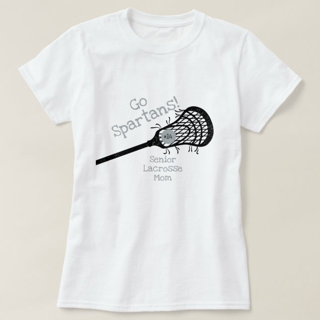 Silver Gray Go Team Lacrosse Mom T-Shirt (Design Front)
