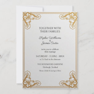 Silver Gray Gold Filigree Wedding Invitation