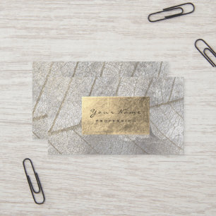 Silver Gray Gold Foil Botanical Cement Grungy Business Card