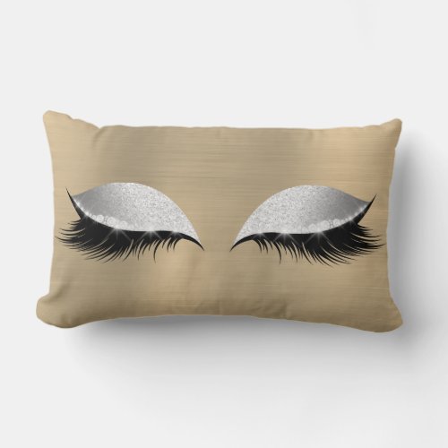 Silver Gray Gold   Lashes  Sleep Glitter Makeup Lumbar Pillow