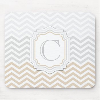 Silver Gray Gold Monogram Chevron Mouse Pad by artNimages at Zazzle
