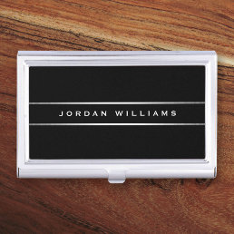 Silver gray gradient borders elegant black business card case