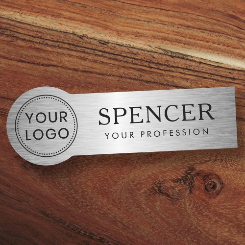 Silver gray gradient logo business staff employee name tag