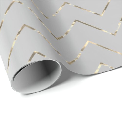 Silver Gray Graphite Metallic Foxier VIP Chevron Wrapping Paper
