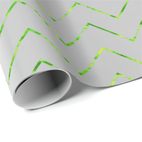 Silver Gray Graphite Metallic Greenly VIP Chevron Wrapping Paper