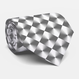 Silver Gray Gray Diamond Pattern Neck Tie