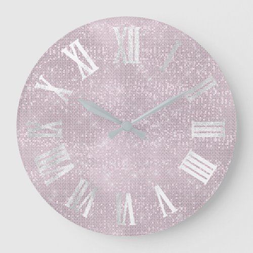 Silver Gray Gray Minimal Smoky Pink Roman Numbers Large Clock