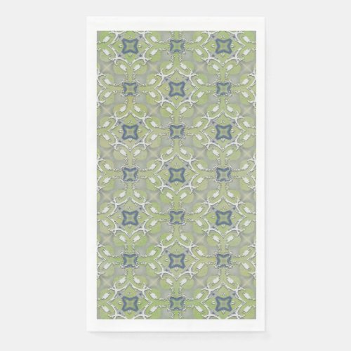 Silver Gray Green Blue Metallic Filigree Pattern Paper Guest Towels