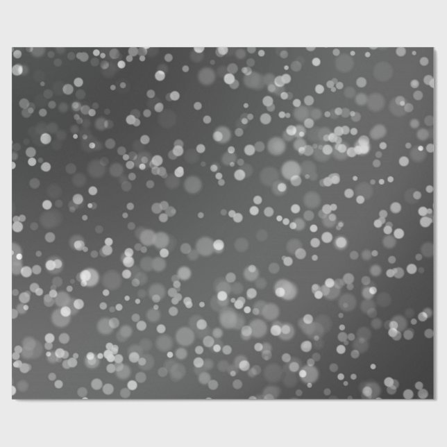 Silver Gray Grey Black White Pretty Bokeh Spark Wrapping Paper (Flat)