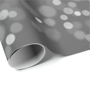 Silver Gray Grey Black White Pretty Bokeh Spark Wrapping Paper
