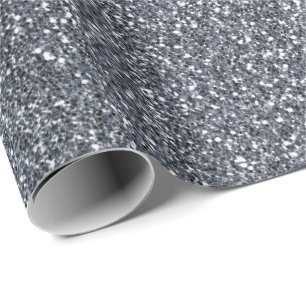 Silver  Gray Grey Glitter Delicate White Bridal Wrapping Paper