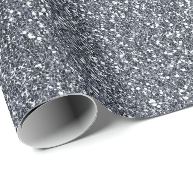 Silver  Gray Grey Glitter Delicate White Bridal Wrapping Paper (Roll Corner)